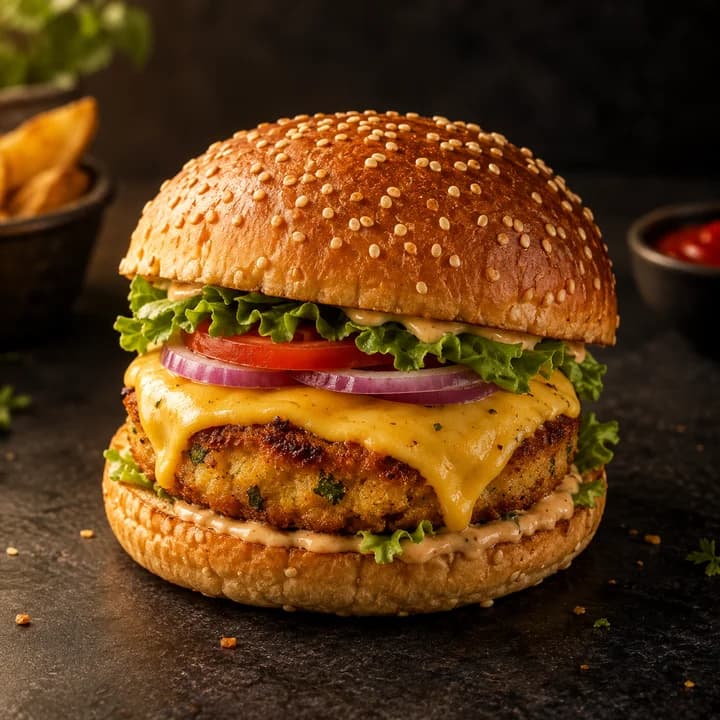 Cheese aloo tikki burger