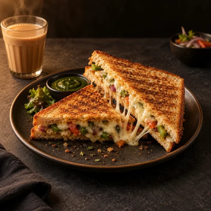 Grilled veg cheese sandwich